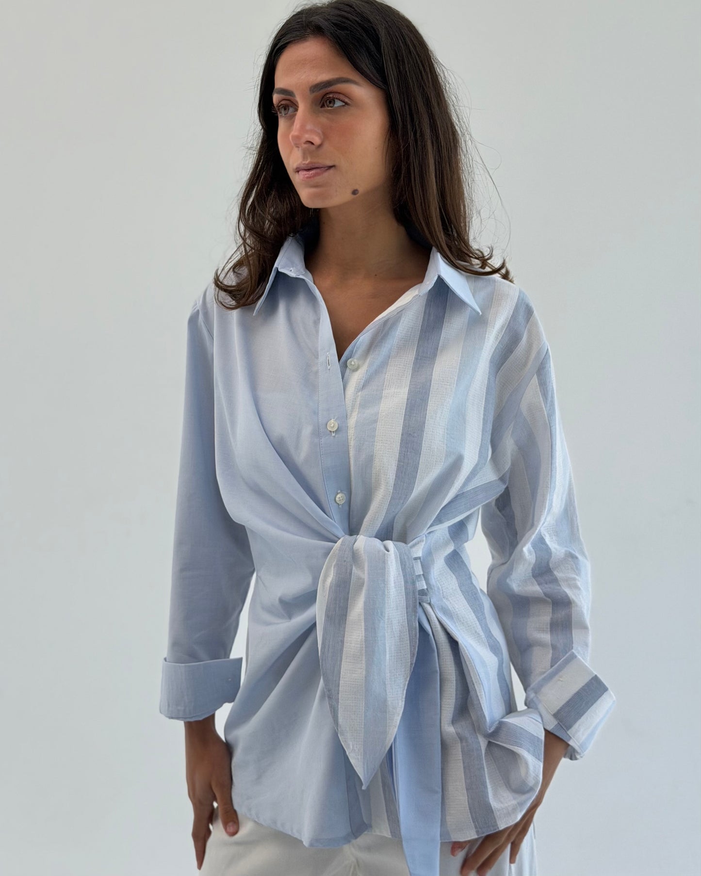 Tie-front Striped Shirt