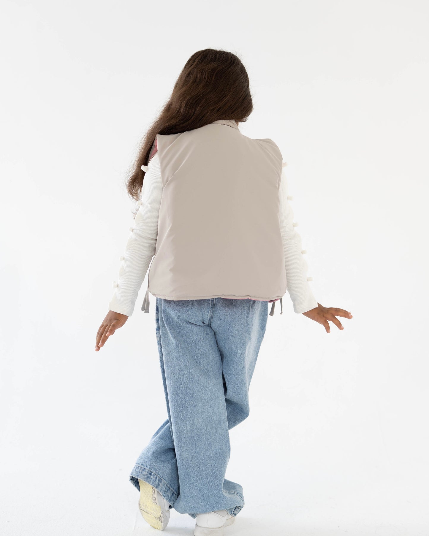 Reversible Puffer Vest – Pink & Grey