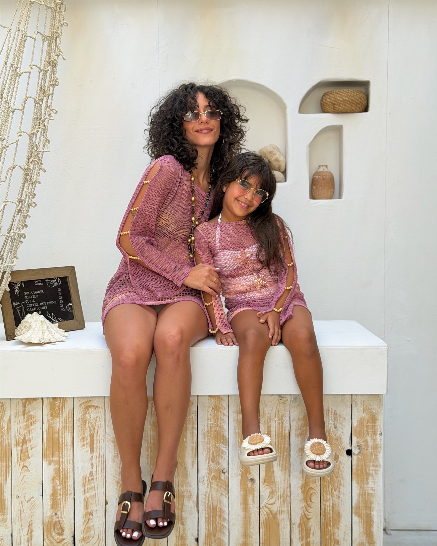 Pink Beaded Cover-Up Dress- Girls