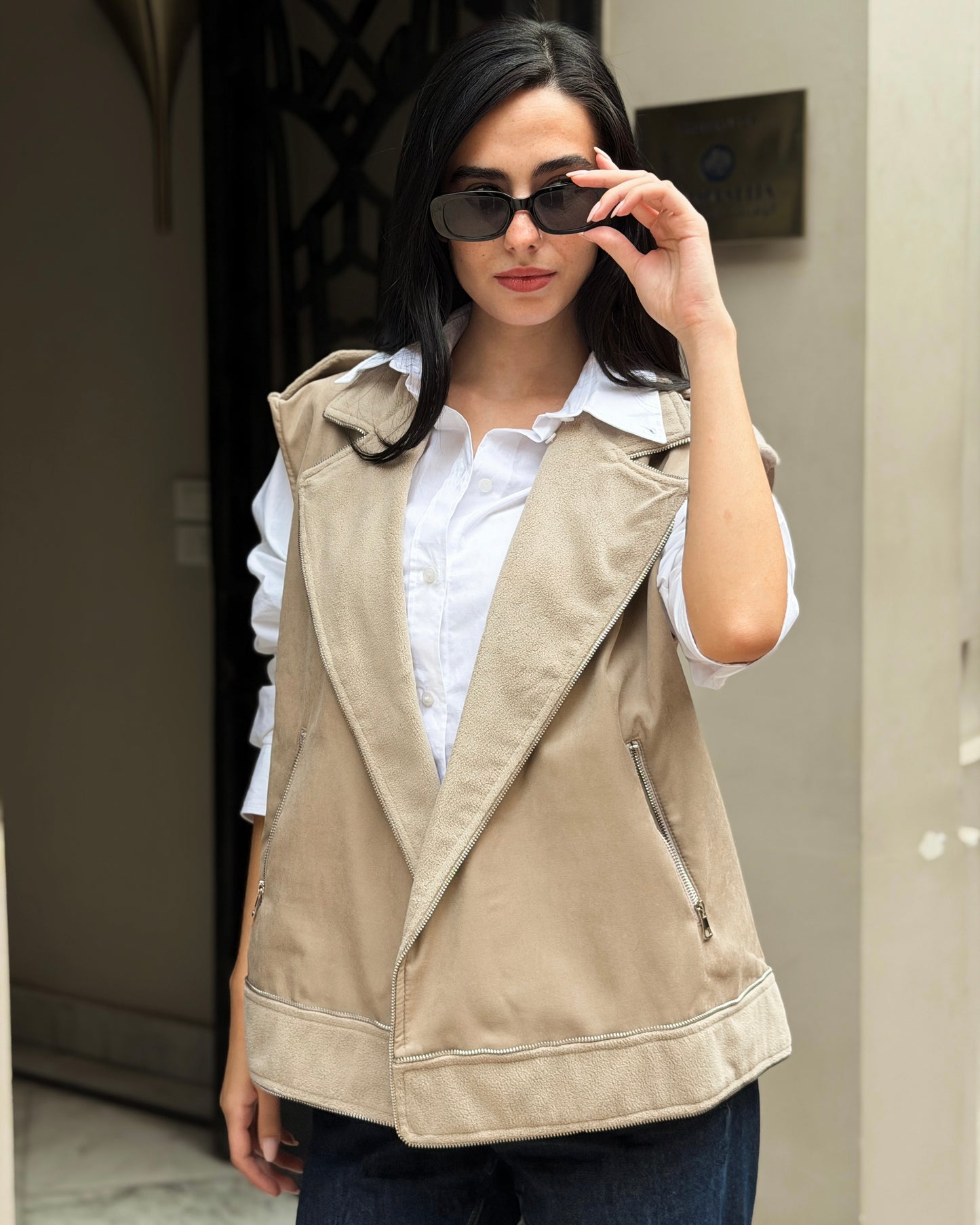 Zip Vest in Sandstone