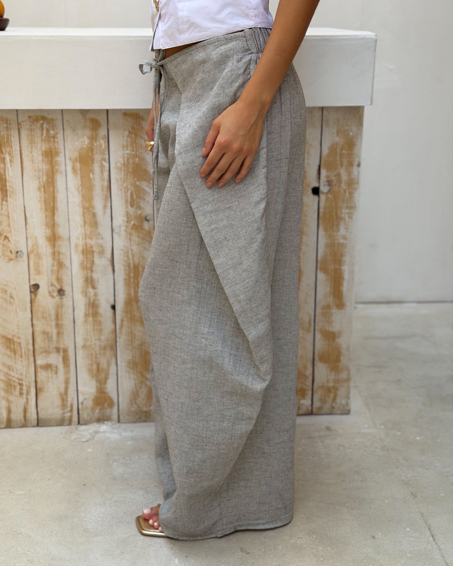 Wrap Pants - Stone Stripes