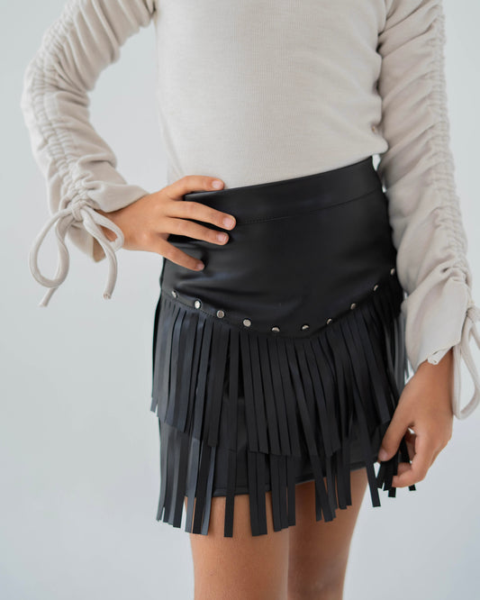 Fringe Leather Skirt