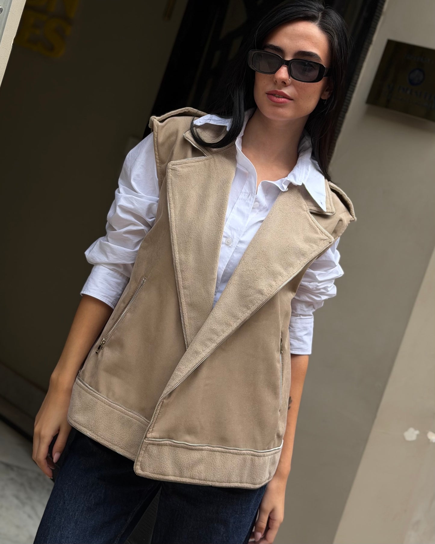 Zip Vest in Sandstone