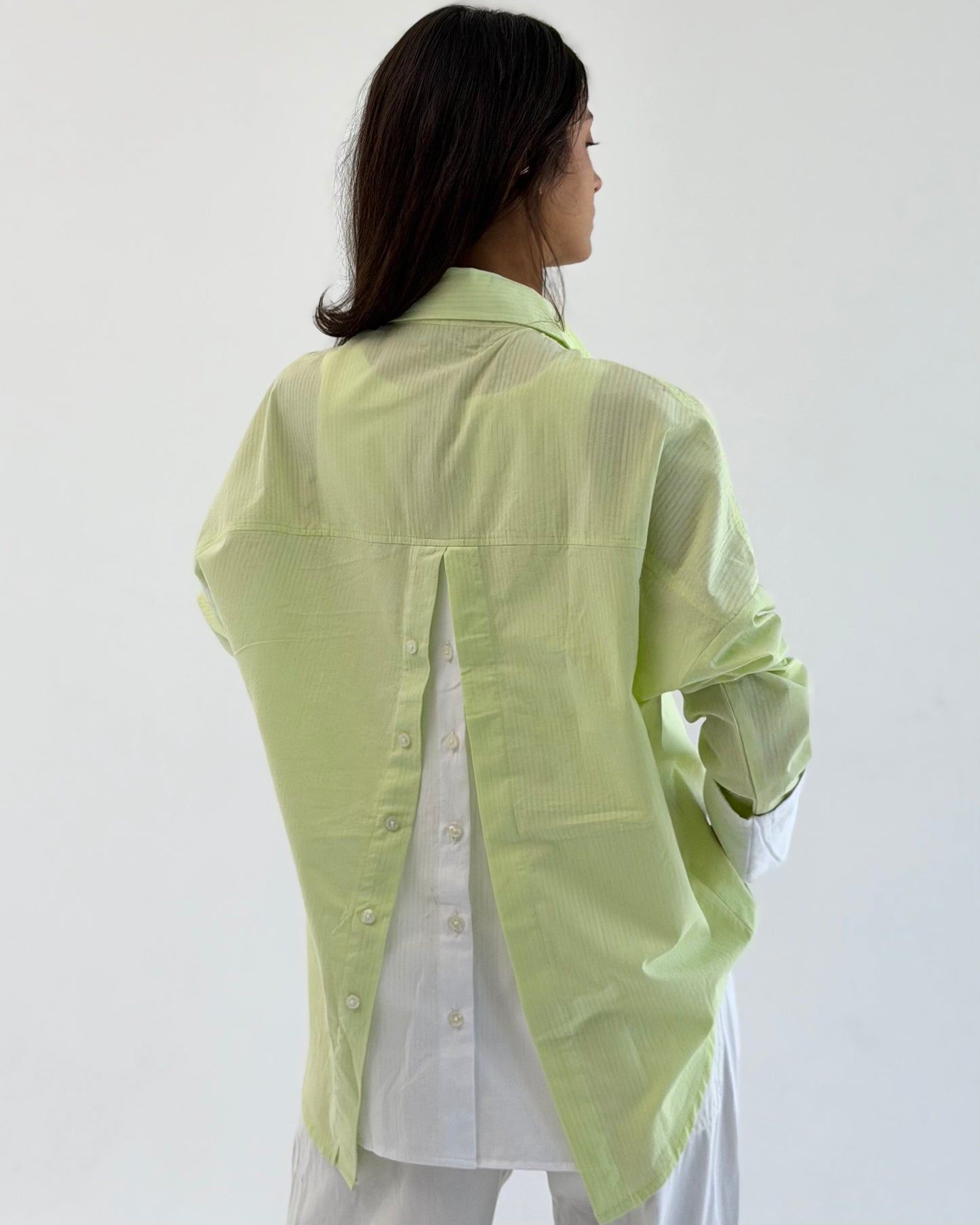 Layered Back Shirt - Lime