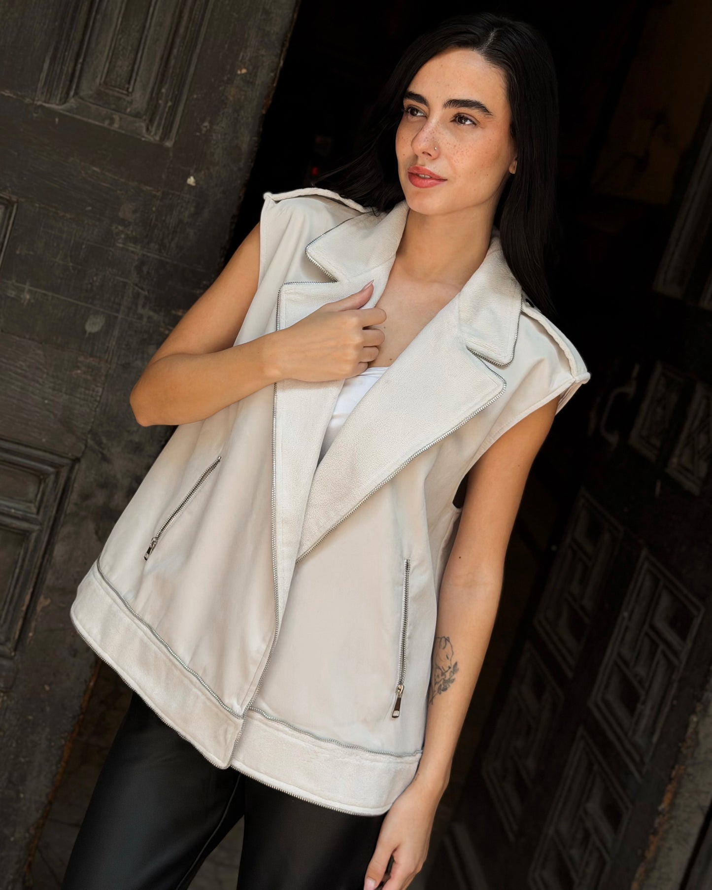 Zip Vest in Ivory