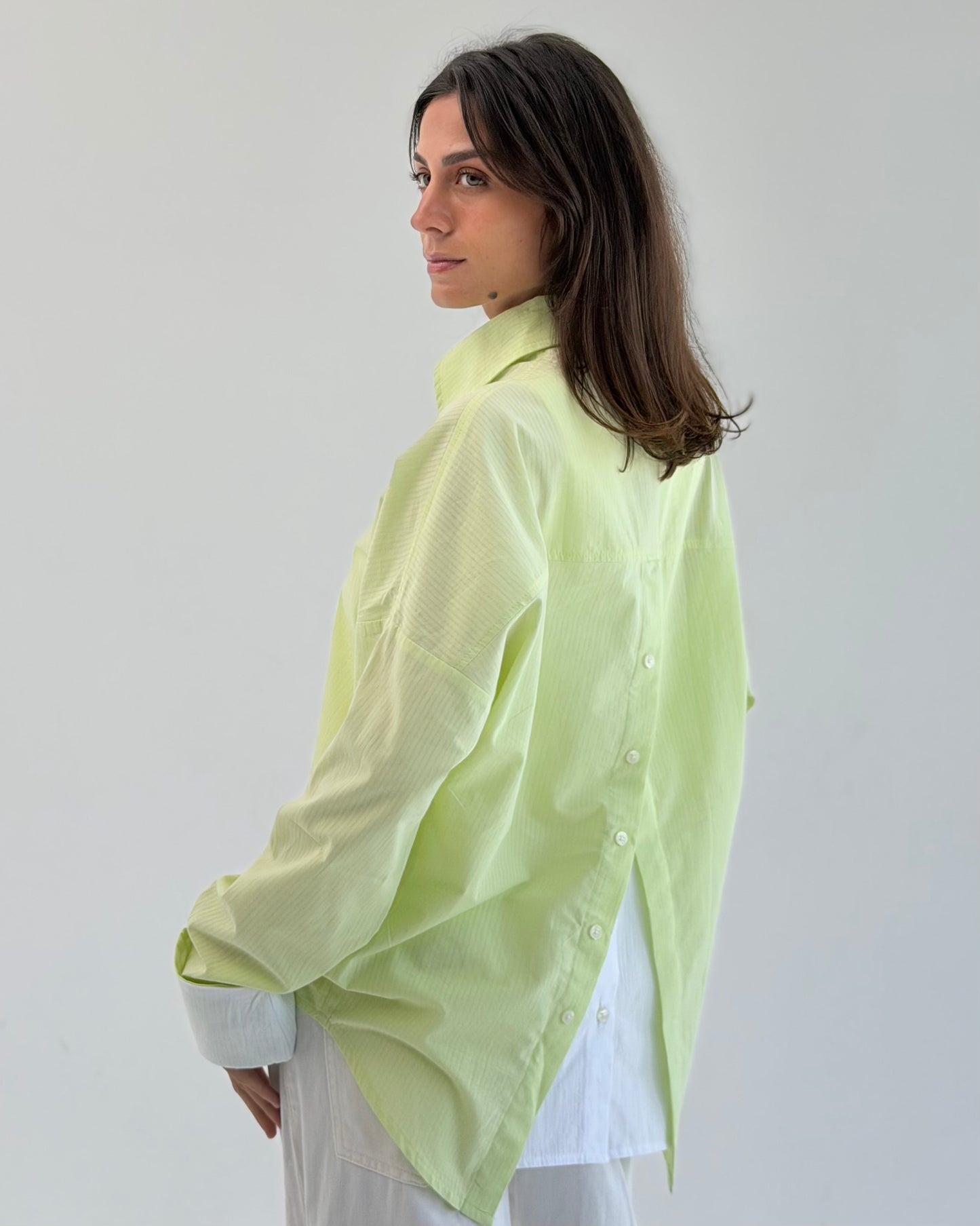 Layered Back Shirt - Lime
