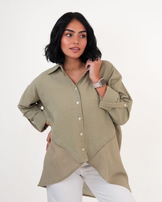 Split Sage Olive Shirt