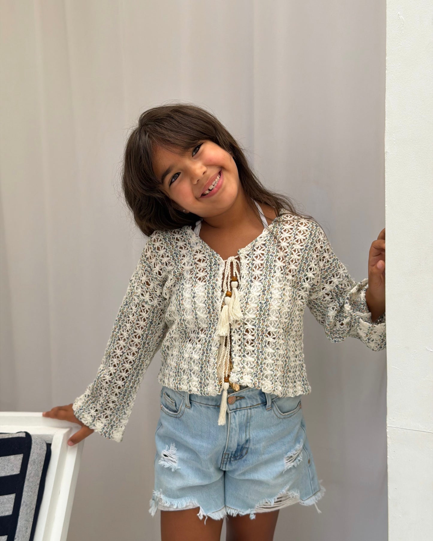 Crochet Net Cardigan - Girls
