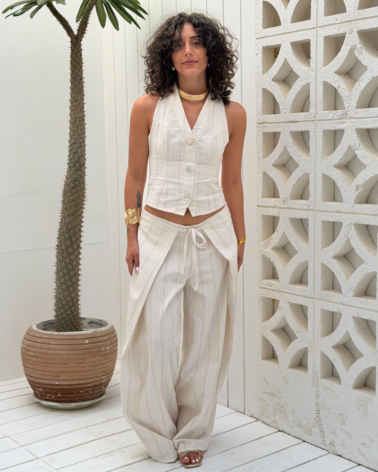 Wrap Pants - Sand Stripes