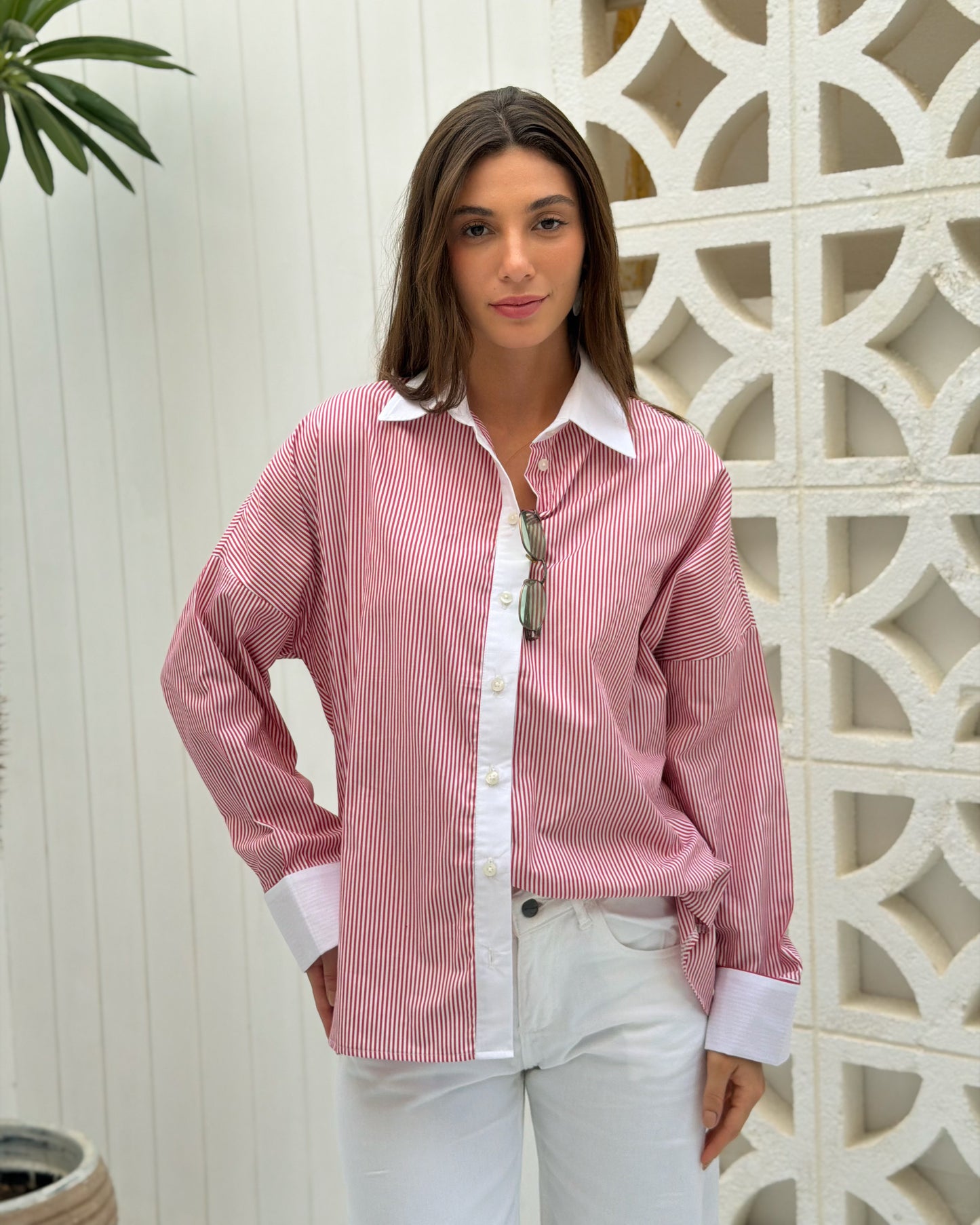 Layered Back Shirt - Red Stripe