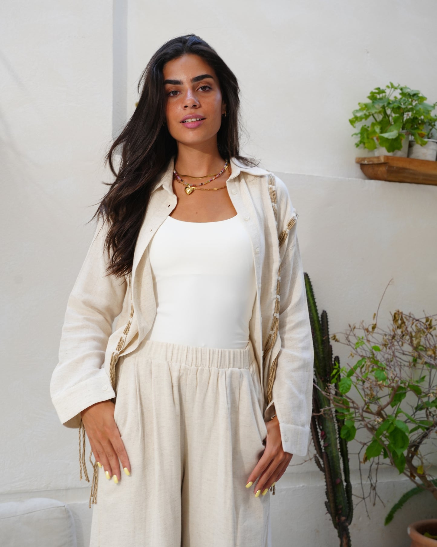 Cascade Shirt in Beige Linen
