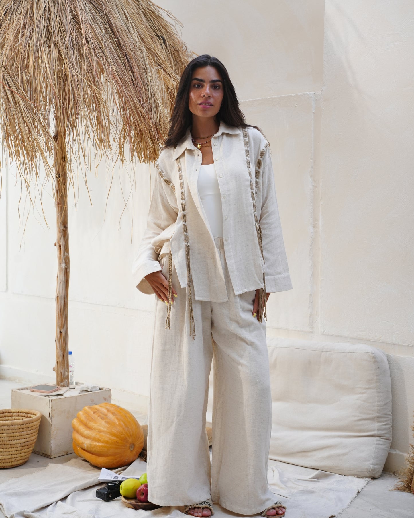 Cascade Shirt in Beige Linen
