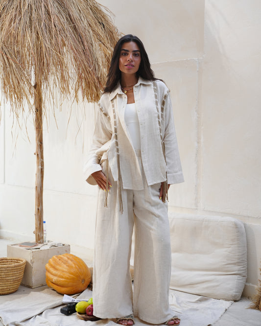 Cascade Shirt in Beige Linen