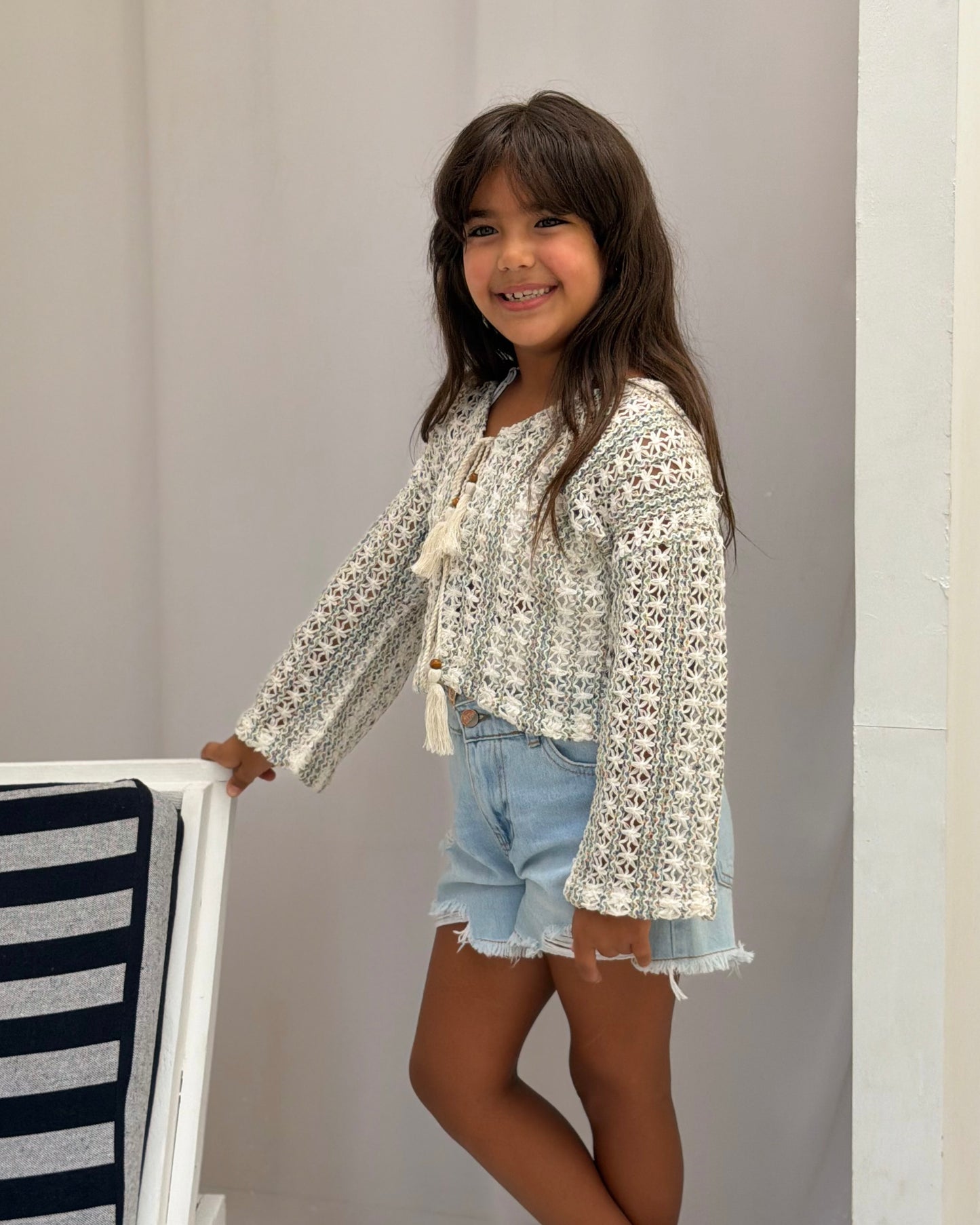 Crochet Net Cardigan - Girls