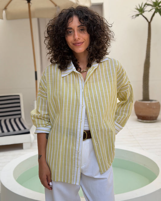 Layered Back Shirt - Lime Stripe