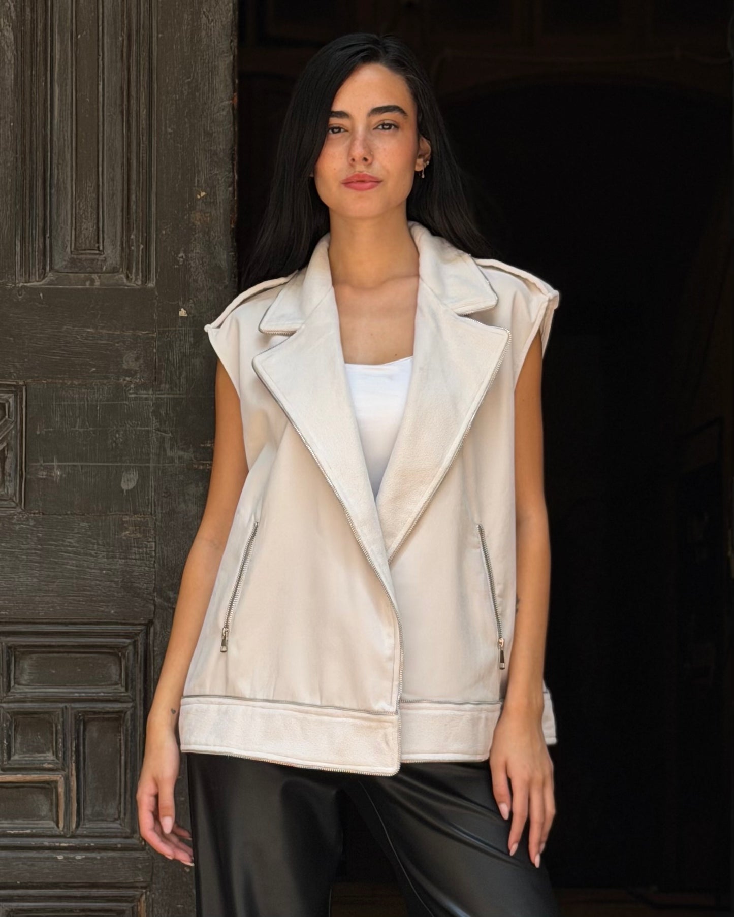 Zip Vest in Ivory