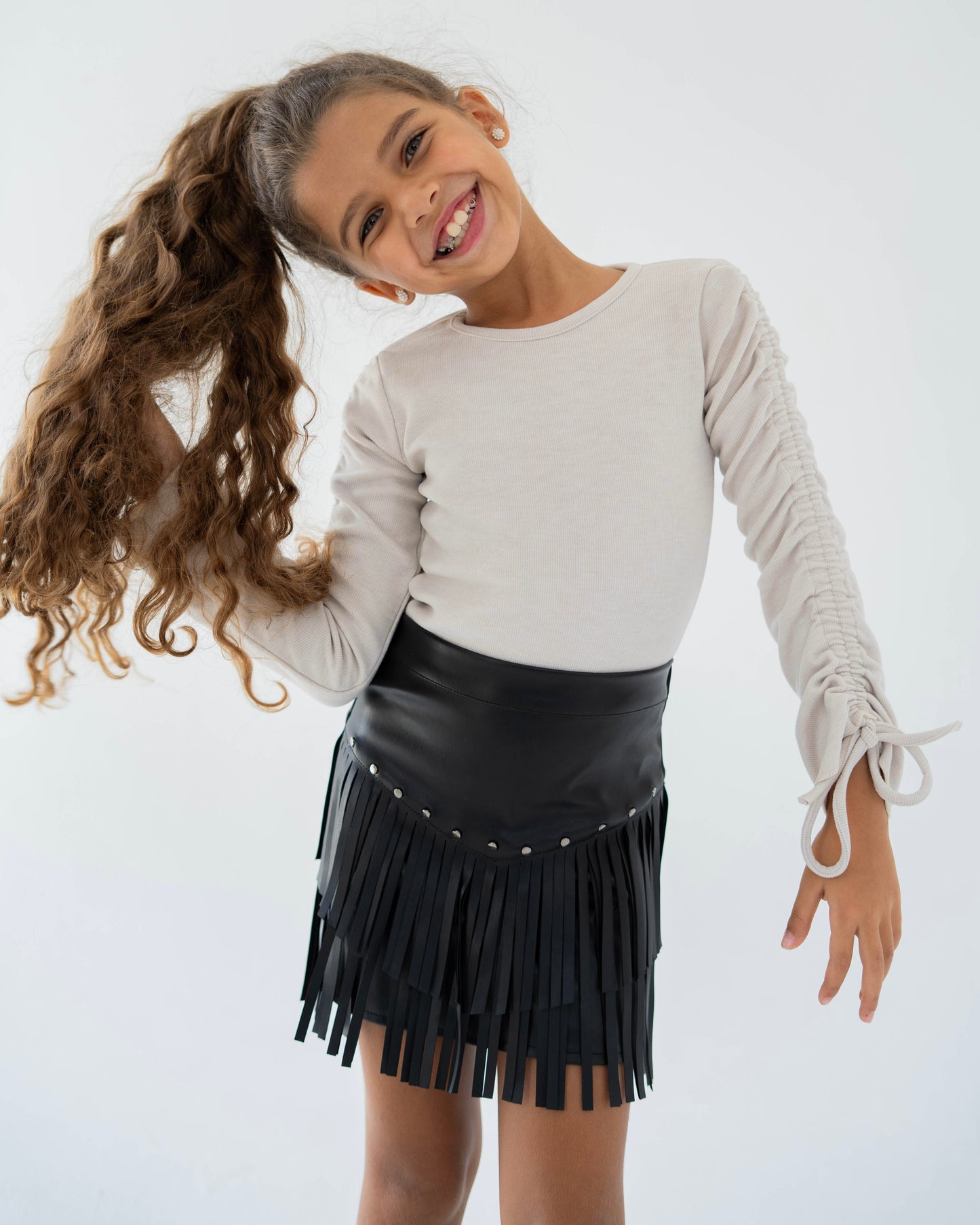 Fringe Leather Skirt