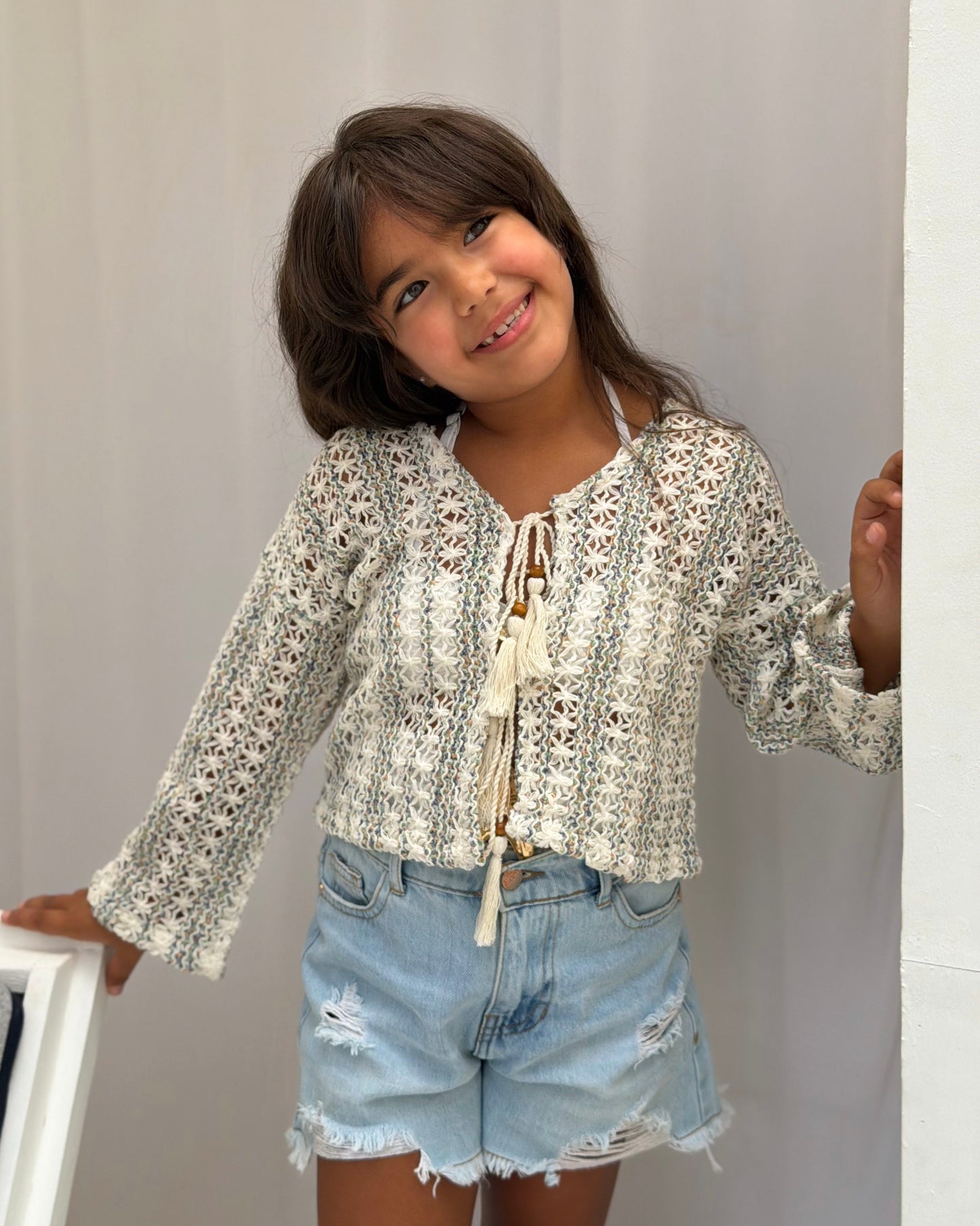 Crochet Net Cardigan - Girls