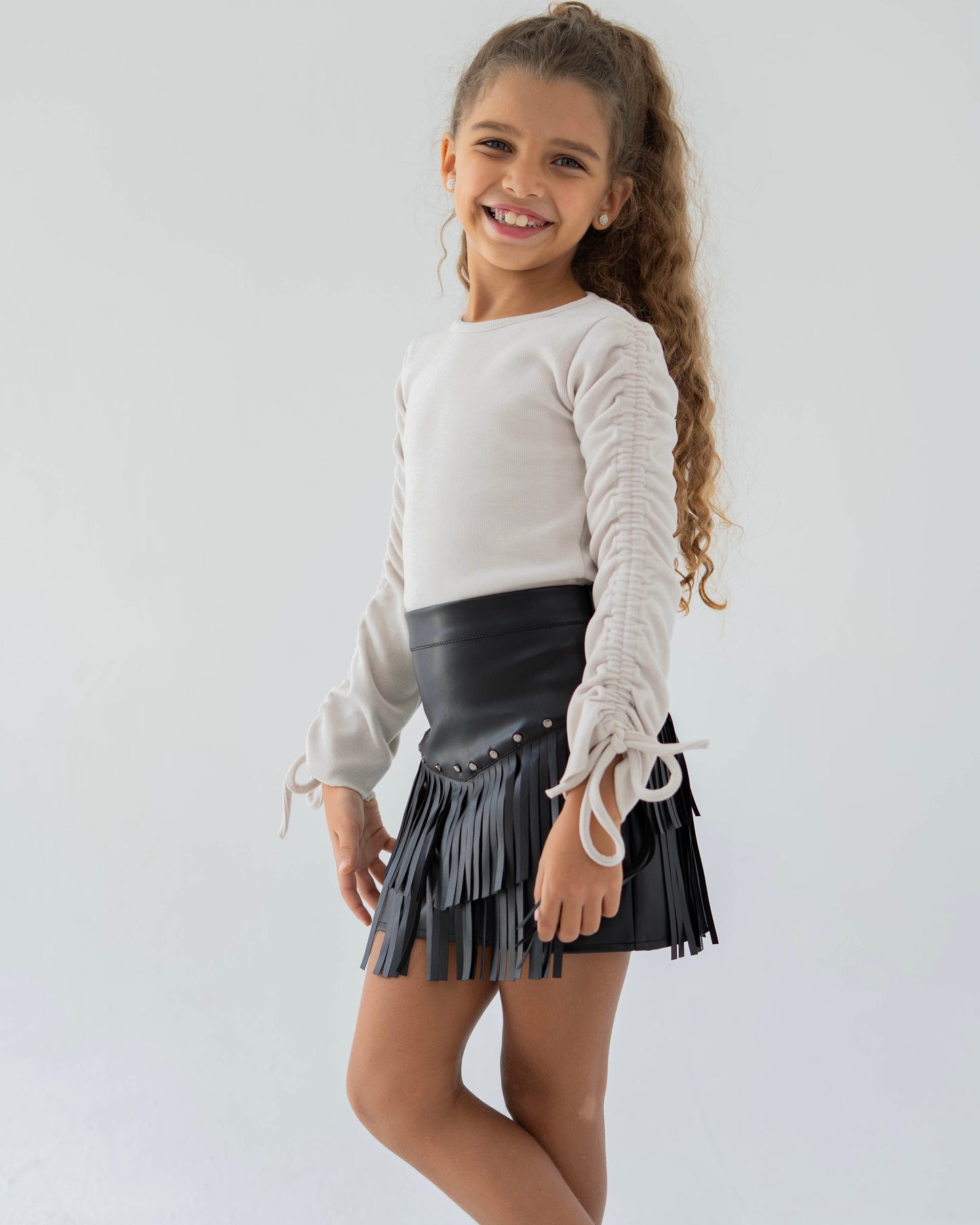 Fringe Leather Skirt