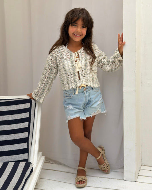 Crochet Net Cardigan - Girls