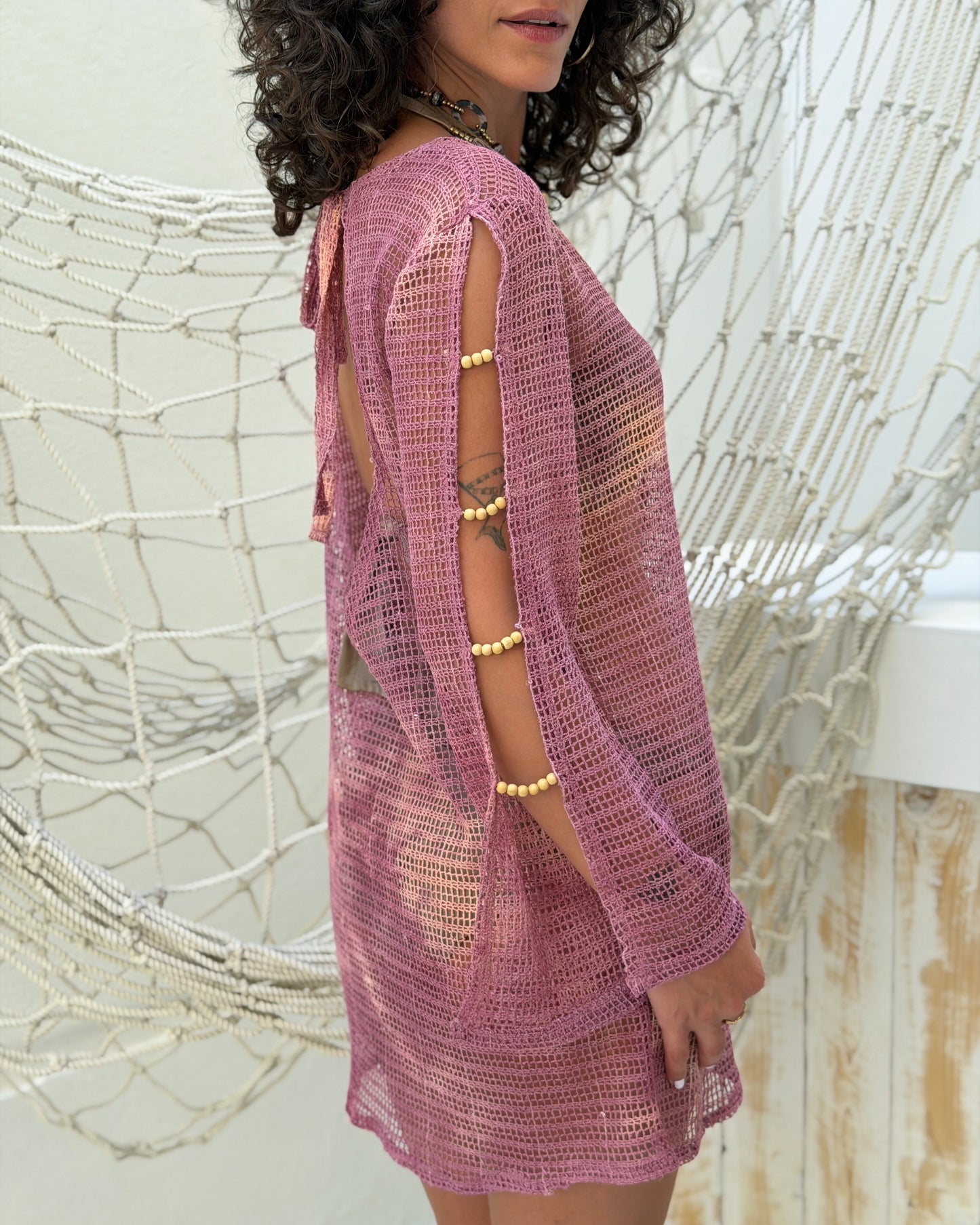 Pink Beaded Cover-Up