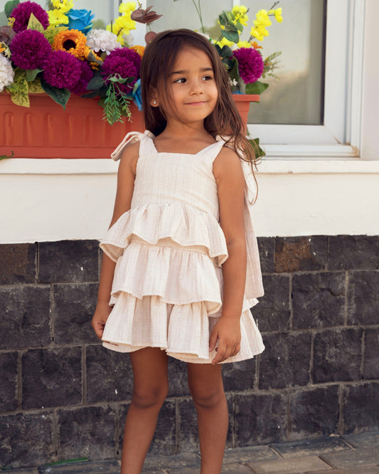 Ruffle Dress in Beige