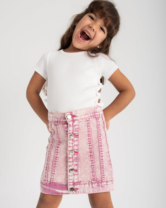 The Pink Wash Denim Skirt