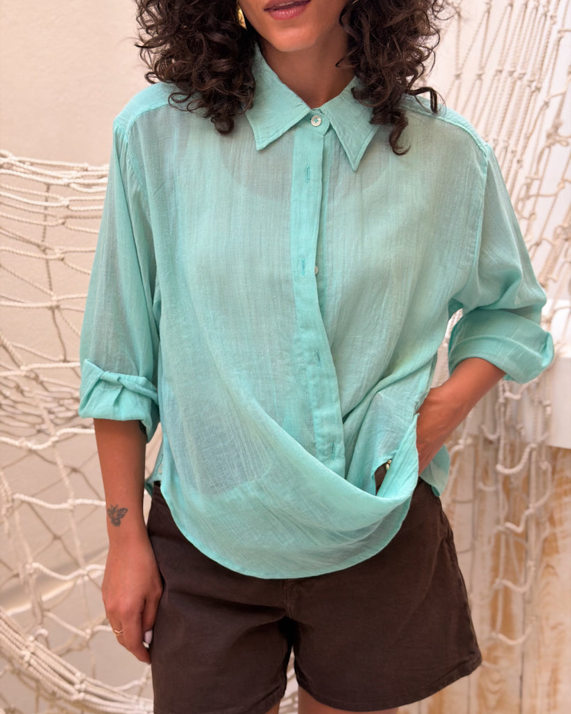 The Wrap Shirt - Aqua