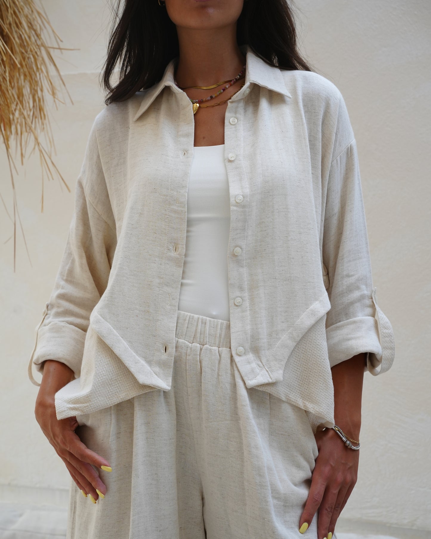Split Beige Shirt