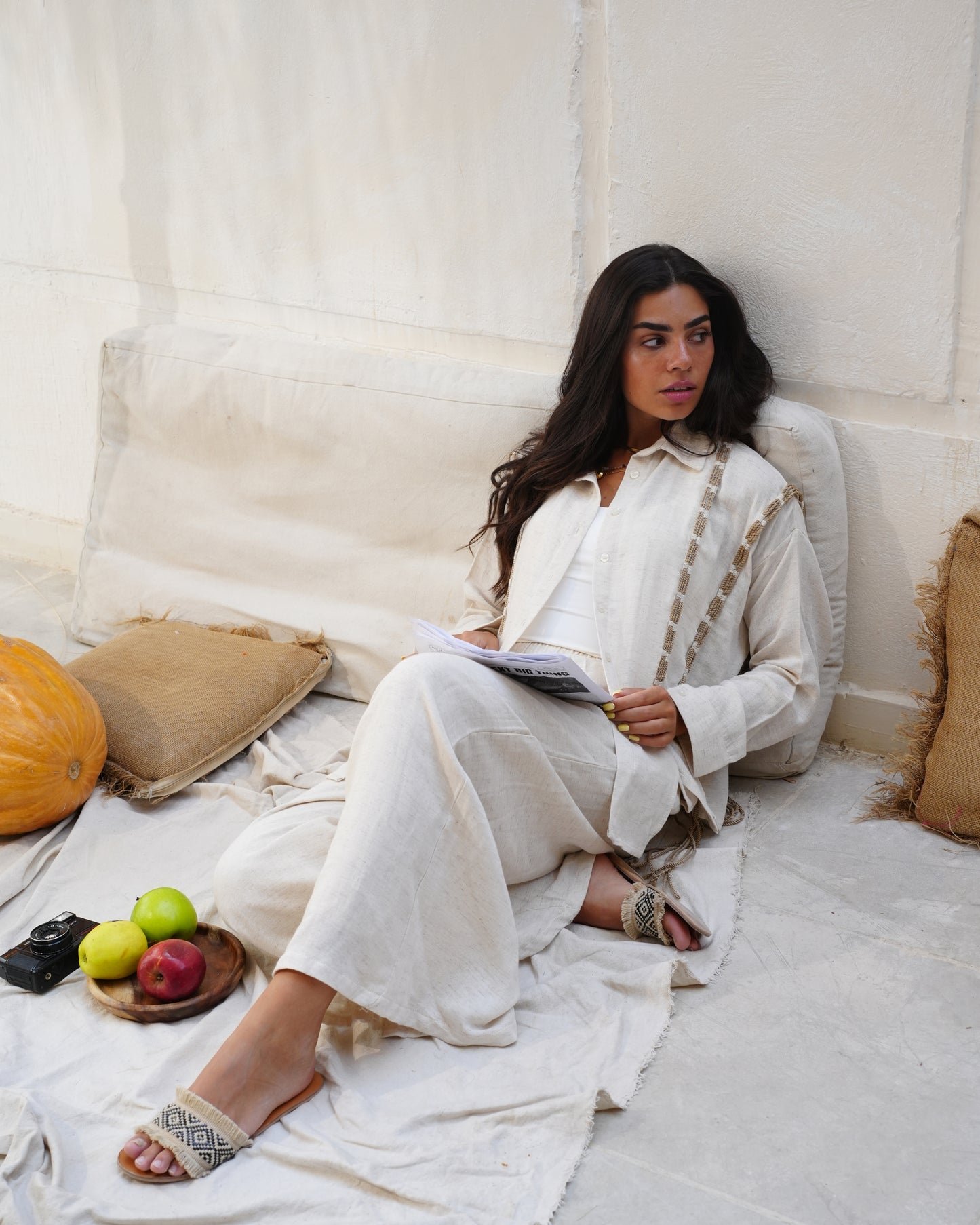 Cascade Shirt in Beige Linen