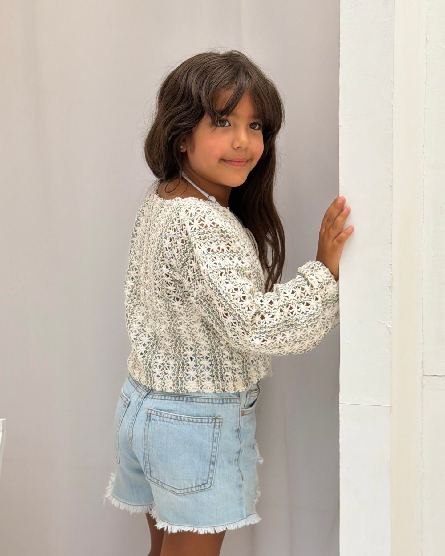 Crochet Net Cardigan - Girls