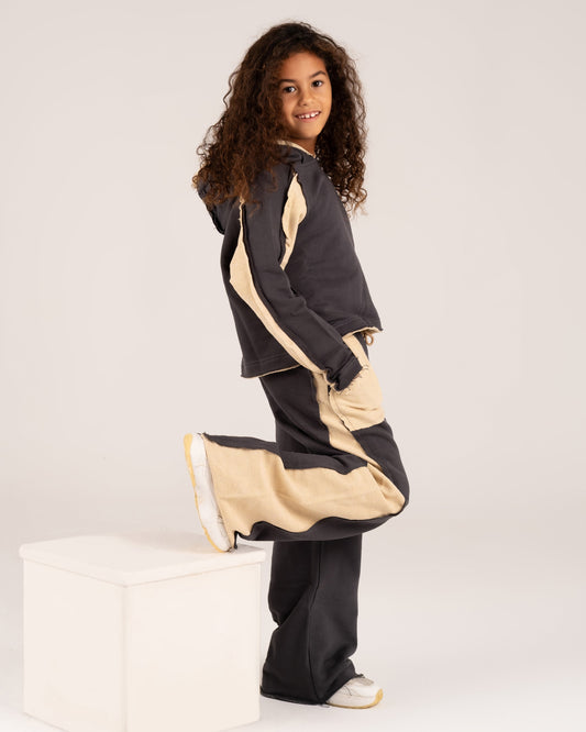 Unfinished Set in Charcoal & Beige - Girls