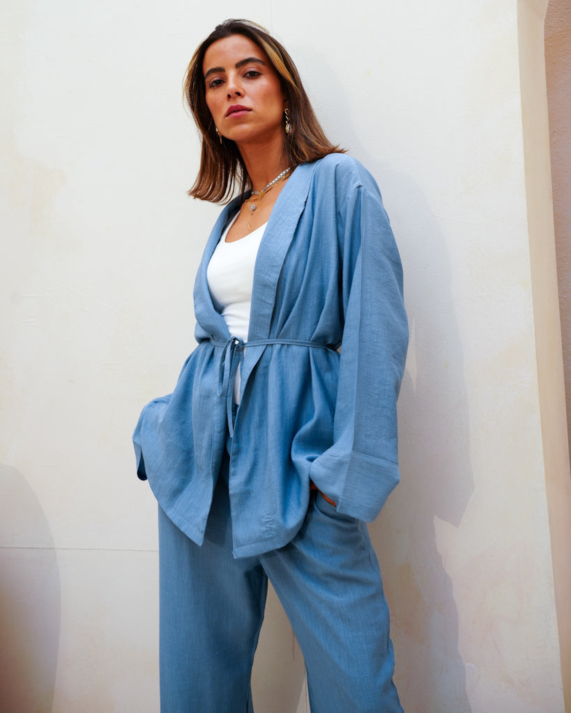 Kimono Set in Ash Blue