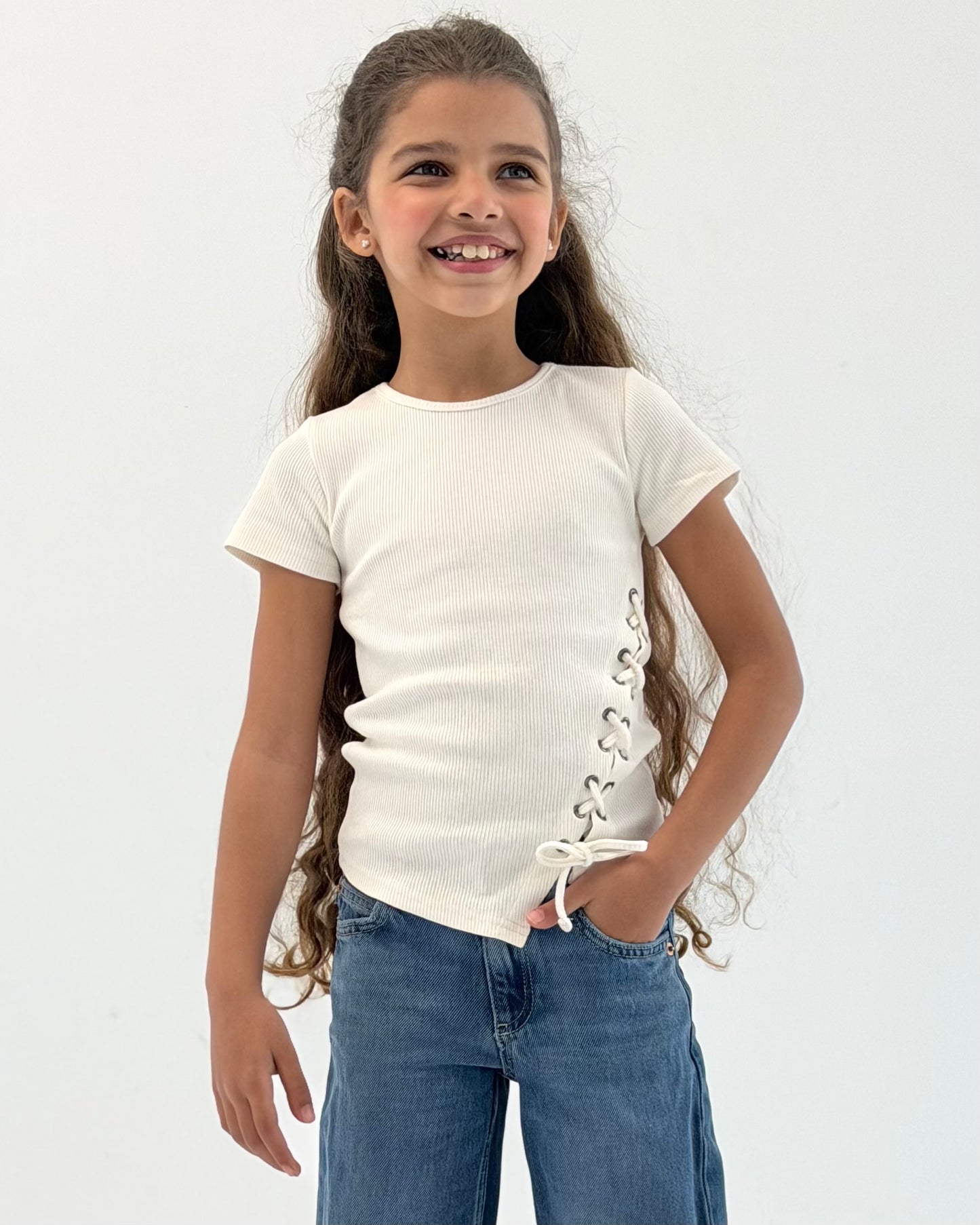 Ribbed Lace-up Tee