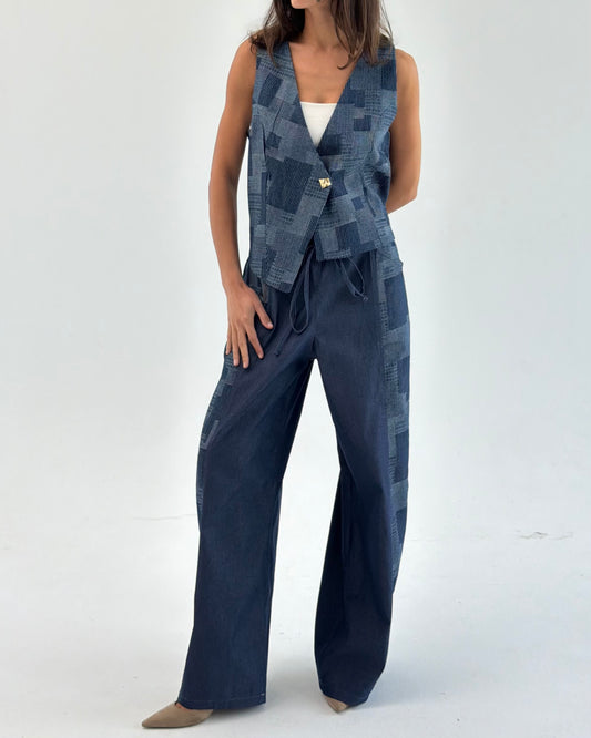 Patchwork Denim Vest