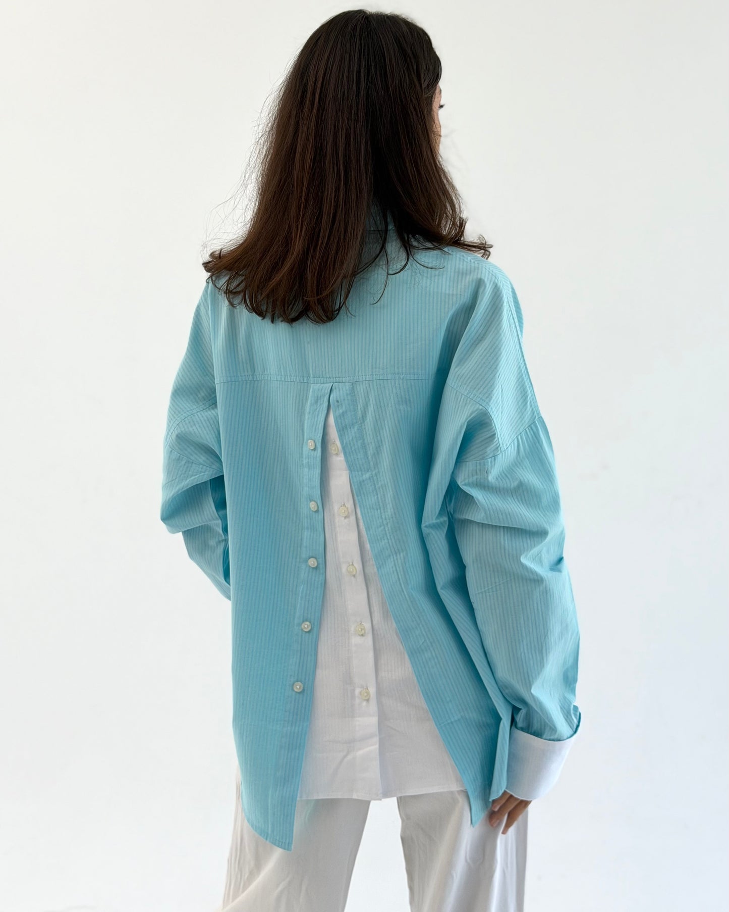 Layered Back Shirt - Aqua Blue