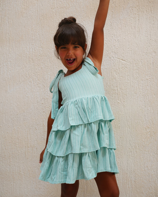 Aqua Ruffle Dress